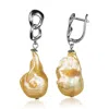 Mayfair Pearls Women's Yellow / Orange / Silver Peach Ember Baroque Pearl Earrings