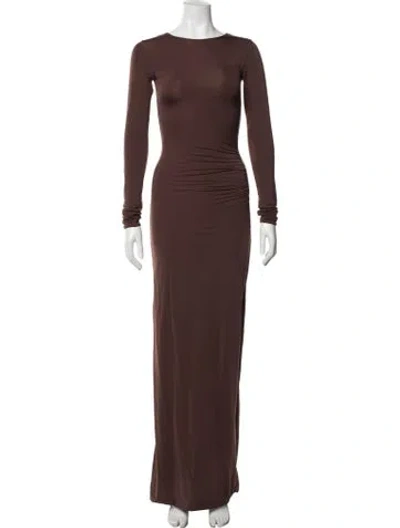 Pre-owned Maygel Coronel 2025 Long Dress In Brown