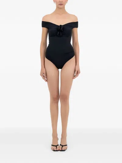 Maygel Coronel Aljibe Ruched Swimsuit In Black
