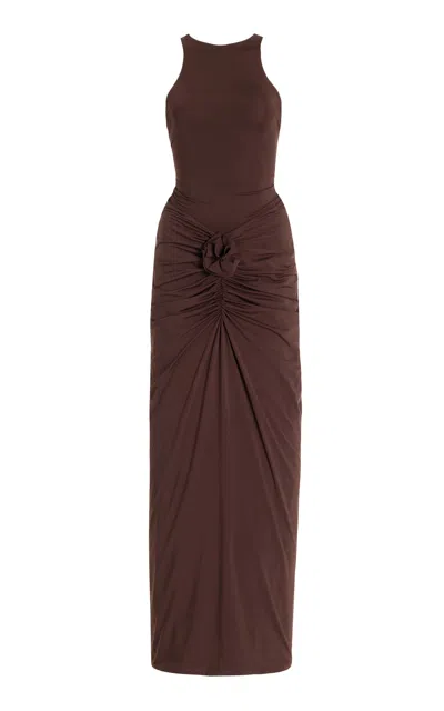 Maygel Coronel Alquimia Ruched Jersey Maxi Dress In Red