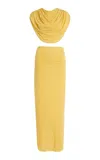 Maygel Coronel Amalra Draped Jersey Skirt Set In Yellow