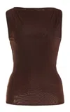 Maygel Coronel Anthos Jersey Sleeveless Top In Brown