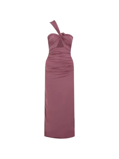 Maygel Coronel Arcano Ruched Cut-out Dress In Purple