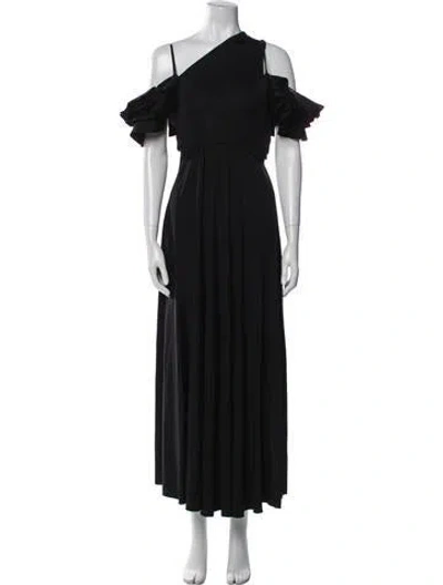 Pre-owned Maygel Coronel Asymmetrical Long Dress In Black