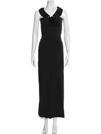 Pre-owned Maygel Coronel Asymmetrical Long Dress In Black