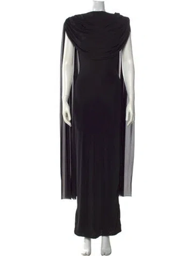 Pre-owned Maygel Coronel Asymmetrical Long Dress In Black