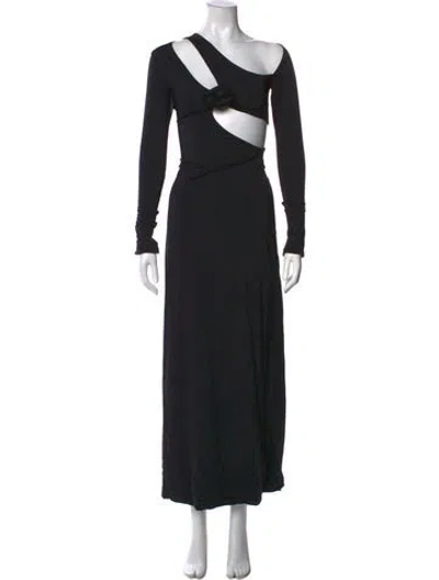 Pre-owned Maygel Coronel Asymmetrical Long Dress In Black