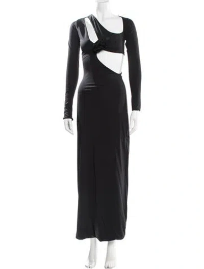 Pre-owned Maygel Coronel Asymmetrical Long Dress In Gray