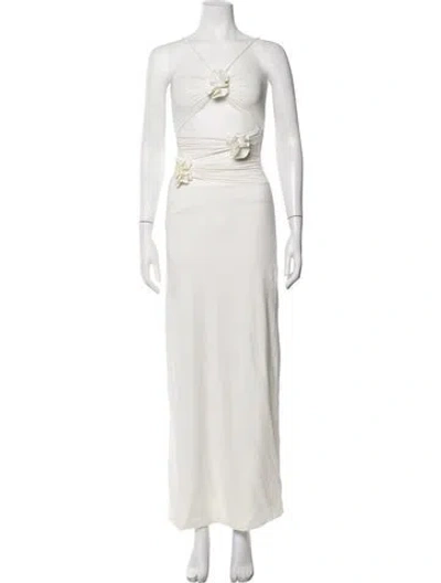 Pre-owned Maygel Coronel Asymmetrical Long Dress In White