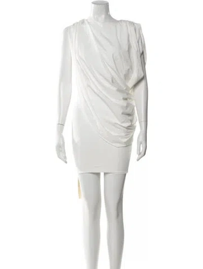 Pre-owned Maygel Coronel Bateau Neckline Long Dress In White
