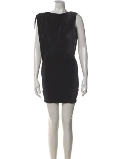 Pre-owned Maygel Coronel Bateau Neckline Mini Dress In Black