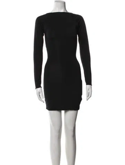 Pre-owned Maygel Coronel Bateau Neckline Mini Dress In Black