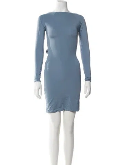 Pre-owned Maygel Coronel Bateau Neckline Mini Dress In Blue