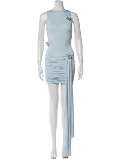 Pre-owned Maygel Coronel Bateau Neckline Mini Dress In Blue