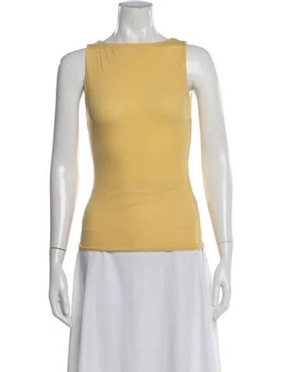 Pre-owned Maygel Coronel Bateau Neckline Sleeveless Top W/ Tags In Yellow