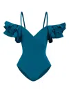Maygel Coronel Blas Ruffled Swimsuit In Blue