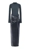 Maygel Coronel Borelli Open-back Jersey And Velvet Maxi Dress