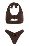 Maygel Coronel Brezza Ruched Bikini Set In Brown