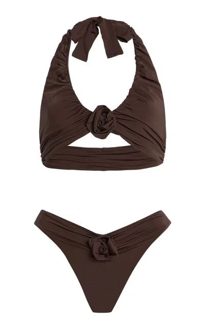 Maygel Coronel Brezza Ruched Bikini Set In Brown