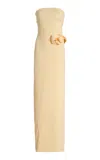 Maygel Coronel Caracola Rosette Jersey Maxi Dress In Ivory