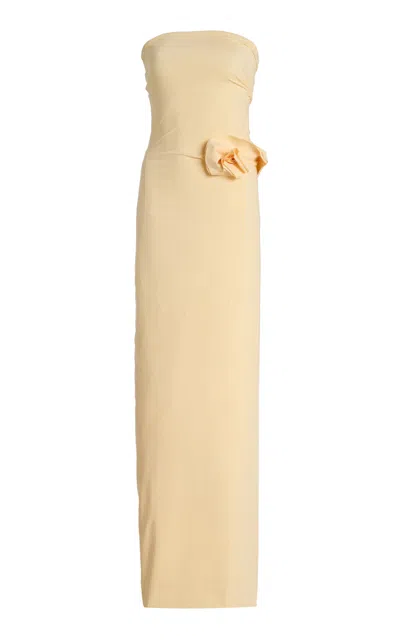 Maygel Coronel Caracola Rosette Jersey Maxi Dress In Ivory