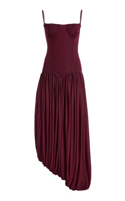 Maygel Coronel Ceniza Jersey Maxi Dress In Burgundy