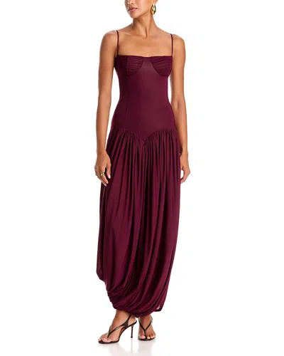 Maygel Coronel Ceniza Square Neck Bubble Hem Maxi Dress In Vino