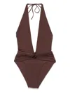 Maygel Coronel Cipres Plunge One-piece Swimsuit In 褐色