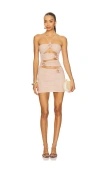 Maygel Coronel Coari Ruched Cutout Jersey Mini Dress In Pink