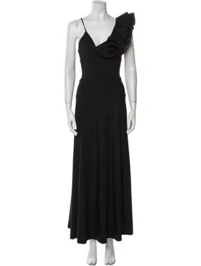 Pre-owned Maygel Coronel Cowl Neck Long Dress In Black