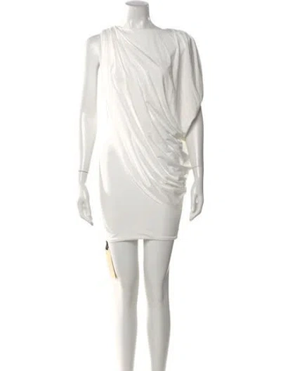 Pre-owned Maygel Coronel Cowl Neck Long Dress In White