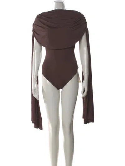 Pre-owned Maygel Coronel Cowl Neck Mini Dress W/ Tags In Brown