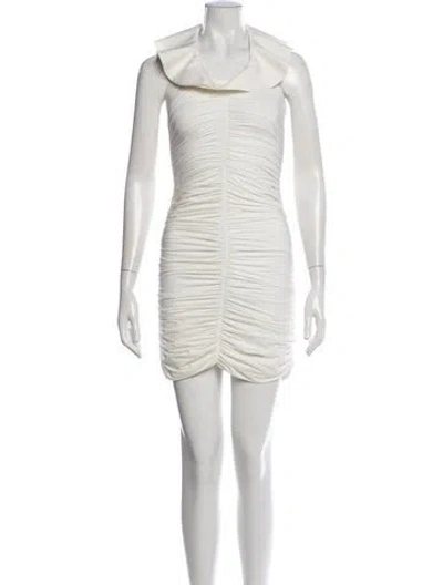 Pre-owned Maygel Coronel Cowl Neck Mini Dress W/ Tags In White