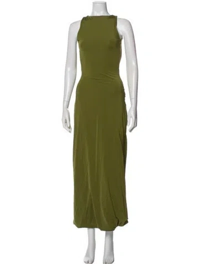 Pre-owned Maygel Coronel Crew Neck Long Dress In Green