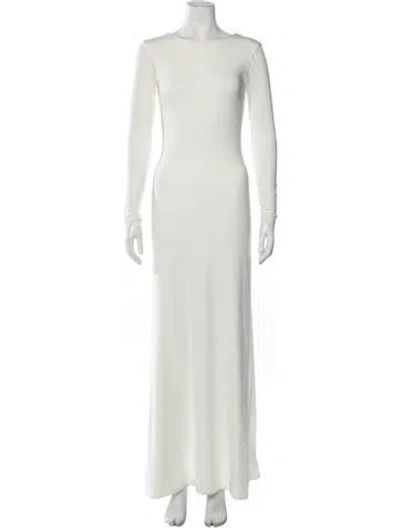 Pre-owned Maygel Coronel Crew Neck Long Dress In Neutrals