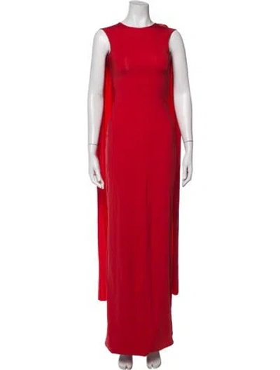 Pre-owned Maygel Coronel Crew Neck Long Dress In Orange