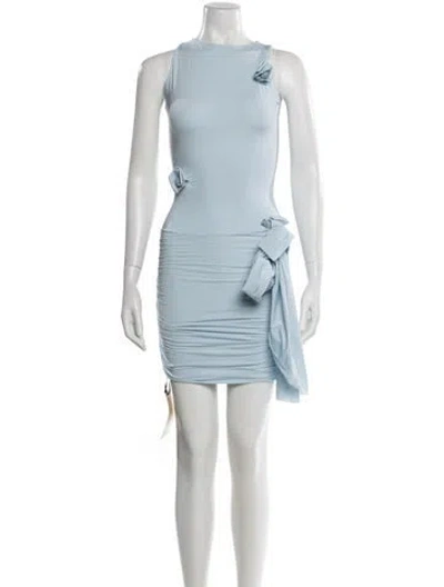 Pre-owned Maygel Coronel Crew Neck Mini Dress In Blue