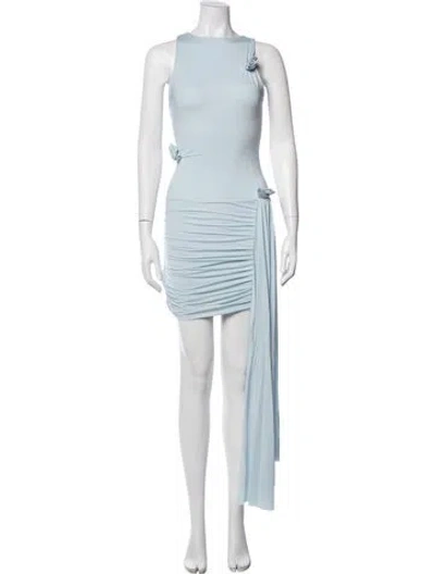 Pre-owned Maygel Coronel Crew Neck Mini Dress In Blue