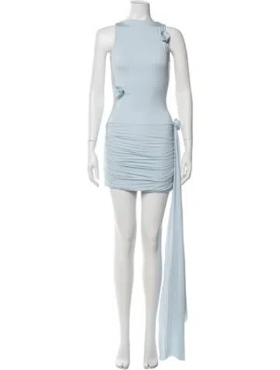 Pre-owned Maygel Coronel Crew Neck Mini Dress In Blue