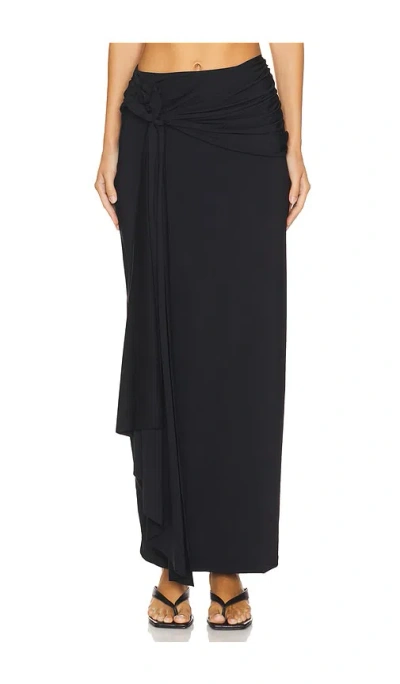 Maygel Coronel Crisol Wrap-effect Appliquéd Stretch-jersey Pareo In Black