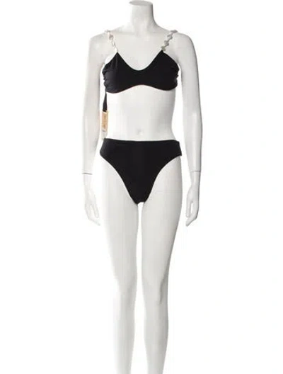 Pre-owned Maygel Coronel Crystal Embellishments Bikini In Black