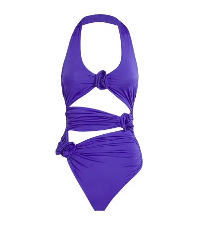 Maygel Coronel Cut-out Cipria Halterneck Swimsuit In Purple