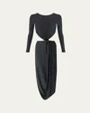 Maygel Coronel Damasco Cutout Midi Dress In Black