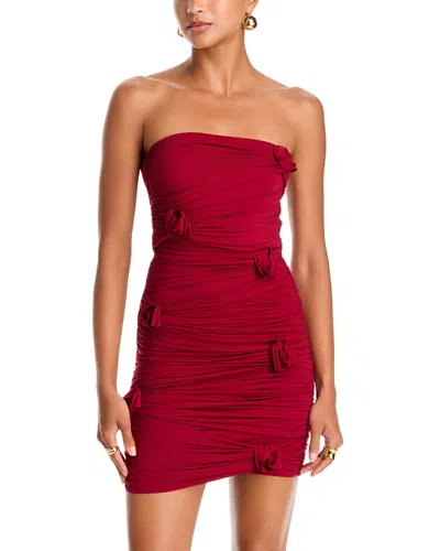 Maygel Coronel Destello Strapless Ruched Dress In Red