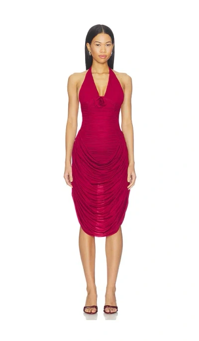 Maygel Coronel Drape Midi Dress In 멜로