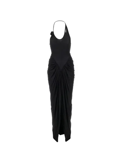 Maygel Coronel Draped Maxi Dress In Black