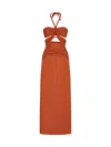 Maygel Coronel Migramah Long Dress In Orange Ochre