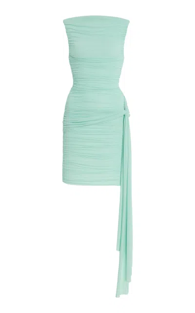 Maygel Coronel Entredos Ruched Jersey Mini Dress In Green