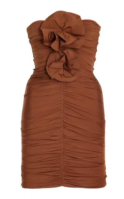 Maygel Coronel Exclusive Bofill Ruched Jersey Mini Dress In Brown