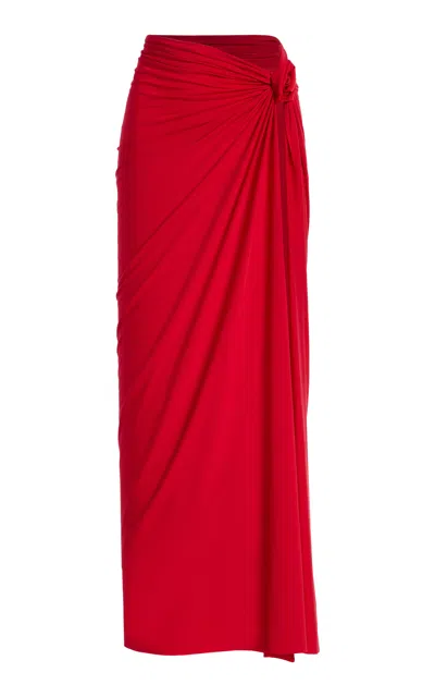 Maygel Coronel Exclusive La Isla Pollera Jersey Maxi Skirt In Red